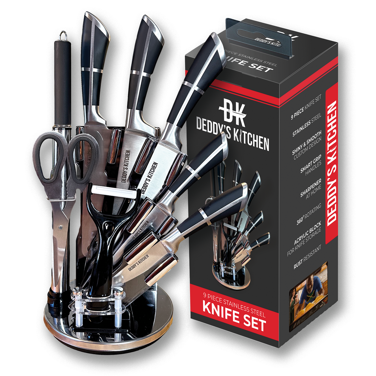 9-Piece Stainless Steel Chef's Knife Set