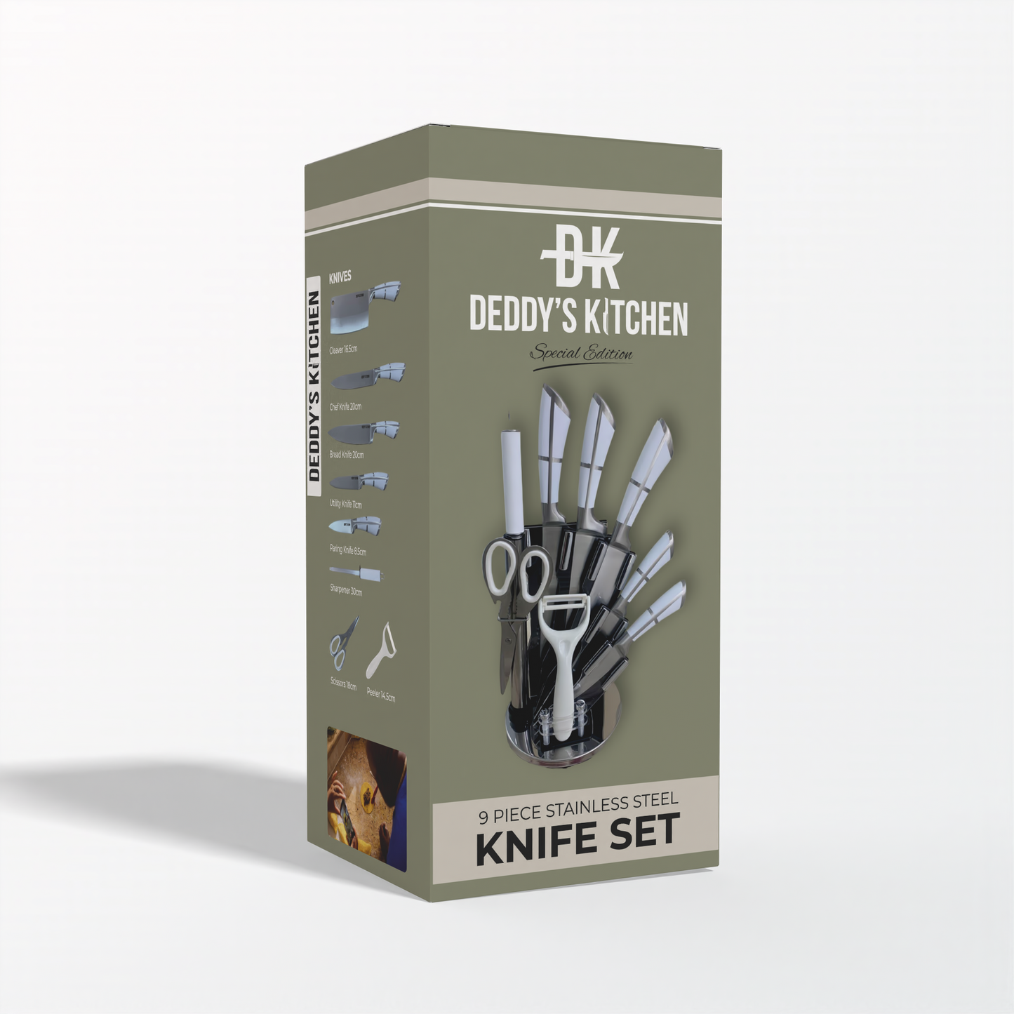 Special Edition White 9-Piece Stainless Steel Chef's Knife Set