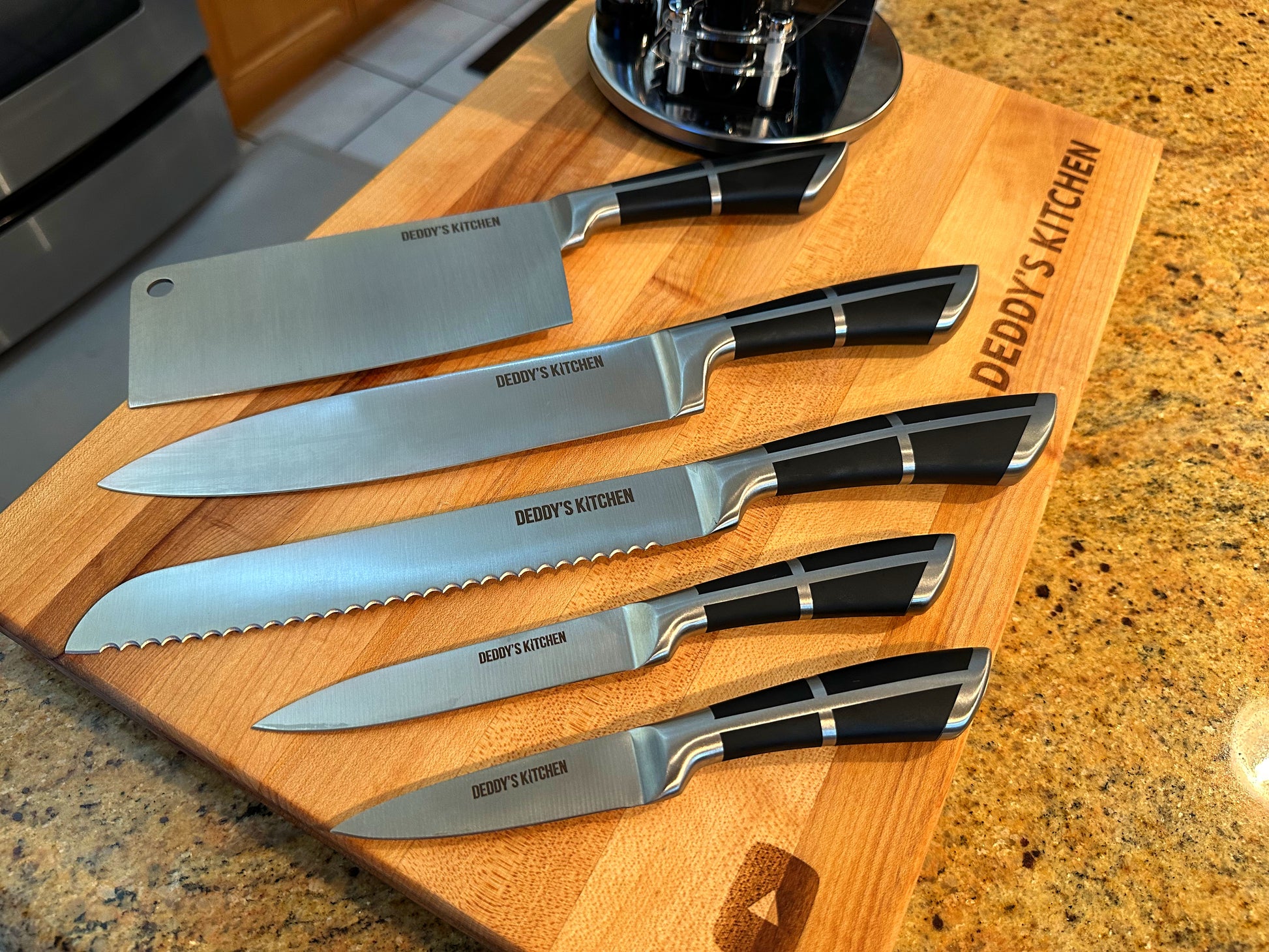 Obsessing over my new kitchen knife set 🥹 #kitchenfinds #